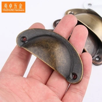 

10 Pcs Vintage Cabinet Knobs and Handles Cupboard Door Cabinet Drawer Furniture Hardware Antique Brass Shell Pull Handles