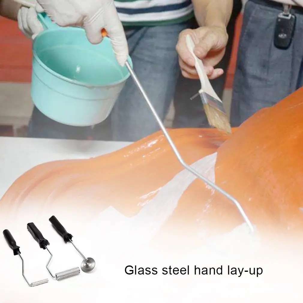 Delaman Bubble Paddle Tool 3Pcs bubble buster rollers bristle/paddle/nobby/corner roll for glass fiber laminating