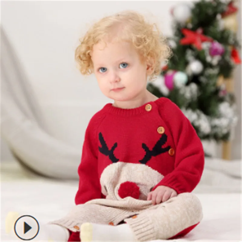 

Baby Girl Boys Clothes Winter Jumpsuit For Toddler Cute Christmas Sweater Romper Knitwear Ropa Bebe боди для новоѬожденн