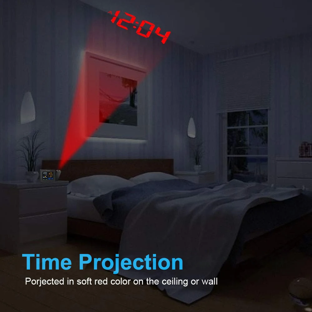 Красочный светодиодный проектор часы цифровой дисплей термометр USB зарядное устройство Повтор Настольные часы проектор времени Многофункциональный светодиодный часы