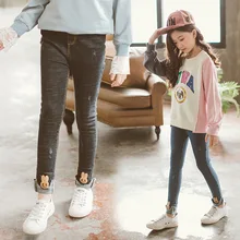 Новая стильная осенняя одежда в Корейском стиле для девочек, брюки для больших мальчиков, Детские Модные джинсы, детская одежда