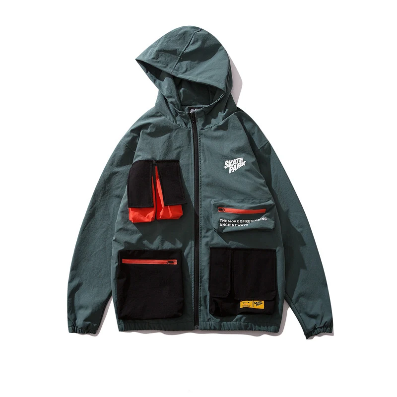 

2019 Harajuku Jacket Windbreaker Mens Hip Hop Jacket Streetwear Multi Pockets Zipper Track Jackets Coat Fashion Autumn Clothing