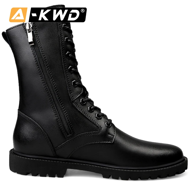 Fashion Winter Men Boots With Fur Sicherheitsschuhe Side Zipper Working Shoes 35-52 Winter Boots Men Single Black Military Boots