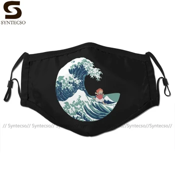 

Great Wave Mouth Face Mask Ponyo And The Great Wave Off Kanagawa Facial Mask Cool Kawai with 2 Filters for Adult