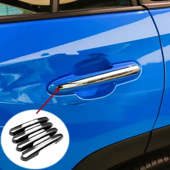 

ABS Carbon Fibre Car Door Protector Handle Decoration Cover Trim Sticker Car Styling Accessories 4pcs For Toyota RAV4 2019
