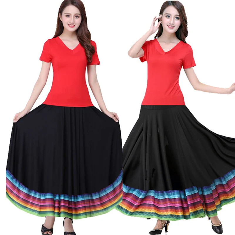 

Women Latin Dance Skirt High Quality Mulit-Color Dance Costume For Adult Stage Performance Latin Dancing Long Dress