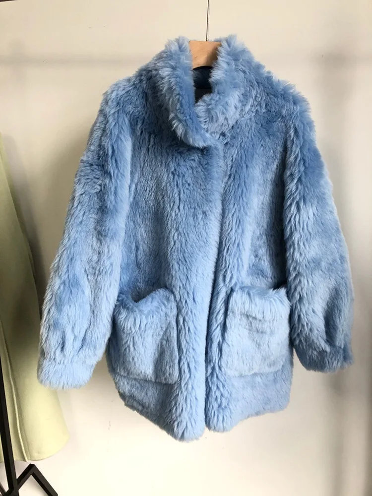 DEAT, модное однотонное пальто с мехом, Женское зимнее Свободное пальто из овечьей шерсти, теплая рубашка PB919