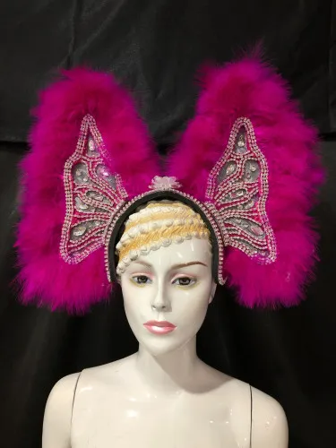 rose red Custome Samba Танцевальный сценический костюм Страусиные волосы спина открытие перо головной убор Карнавал Танцы Аксессуары Головные уборы - Цвет: rose red