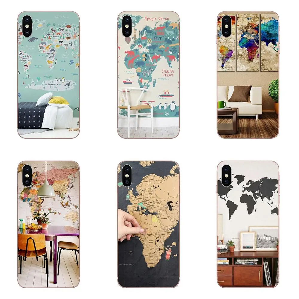

World Map TPU Phone Cover Case Coque For Xiaomi Redmi Mi 4 7A 9T K20 CC9 CC9e Note 7 9 Y3 SE Pro Prime Go Play