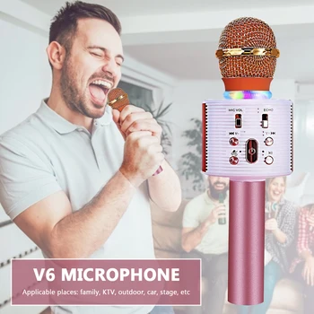

V6 Wireless Karaoke Microphone Professional Karaoke V6 Speaker Bluetooth Handheld For Apple iPhone Android Smartphone