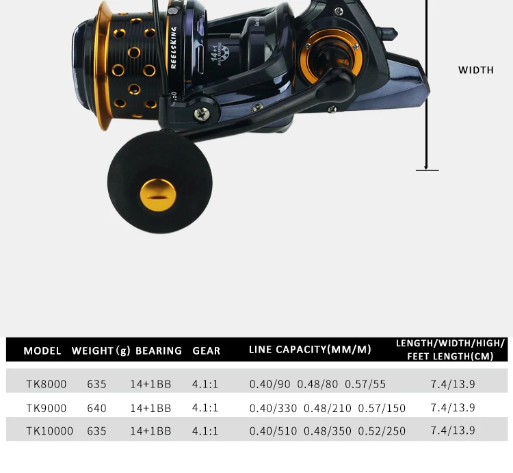 YUMOSHI TK10000 14+1BB METAL SURF  REEL LONG CASITNG FISHING REELS