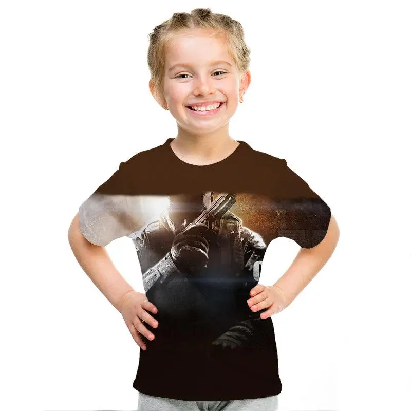 Men/Girls Tops Short Sleeve T-Shirt Video Game 3D Print Children's T-Shirt Battlefield 2 pattern print children's t-shirt