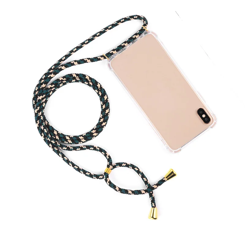 

For IPhone XS X Max Case Phone Necklace Color Rope Soft Anti-Fall Case For IPhone 7 8 7P 8P Transparent Phone Case Lightweight