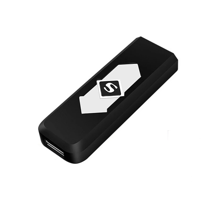 Черный USB зажигалки для сигарет мальчик друг fathter подарок бездымный беспламенная зарядка электрическая зажигалка электронные аксессуары для курения - Цвет: Черный
