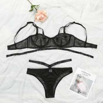 

ADULOTY mesh splicing underwear set Sexy Lace Bralette Cutout Lingerie Set Lace See Thru Pajamas Bra Set