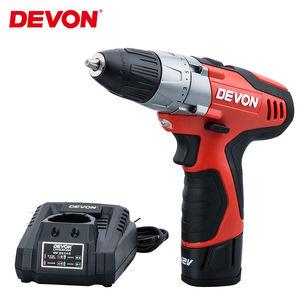 

DEVON 12V Electric Screwdriver Cordless Drill Rechargeable Mini Wireless impact Power Driver Toolsl 2-speed 10mm Lithium-Ion
