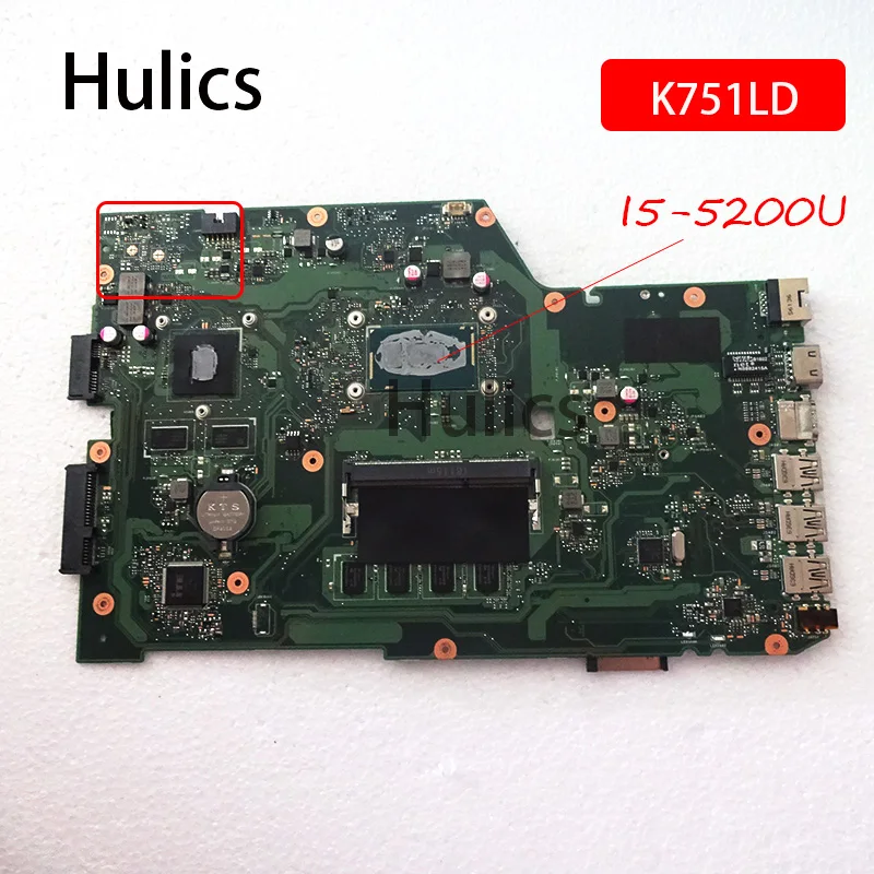 Hulics X751LD материнская плата i5-5200U 4 ГБ для ноутбука ASUS R752L R752LD R752LN X751LN ноутбук