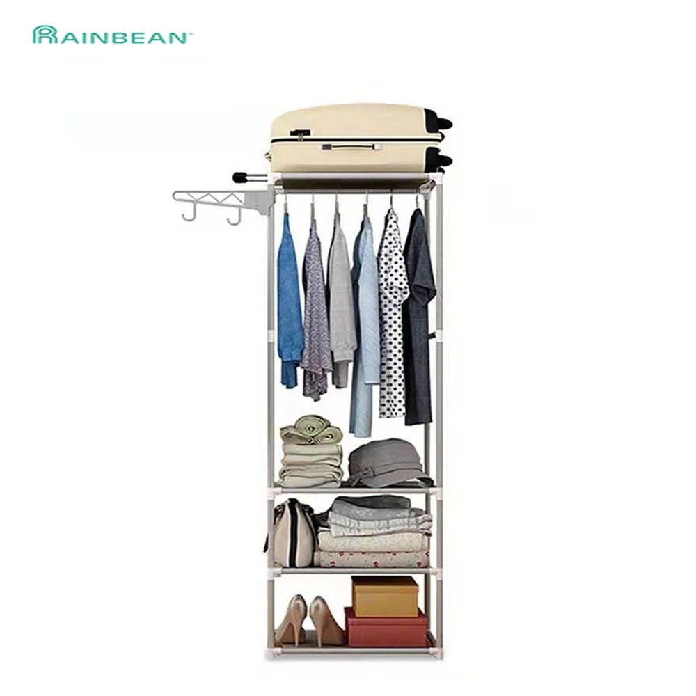

Simple Coat Rack Floor Standing Clothes Racks Hanging Storage Shelf Metal Iron Clothes Hanger Bedroom Furniture
