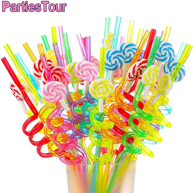 1Pc Colourful Christmas Straws Reusable Plastic Spiral Xmas Drinking Straws  With Cartoon Decor Kids Gift Party DIY Supplies - AliExpress