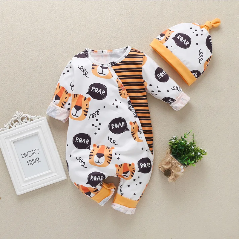 Осень/Зима 2020 Детский комбинезон для младенцев мальчиков и девочек с мультяшным