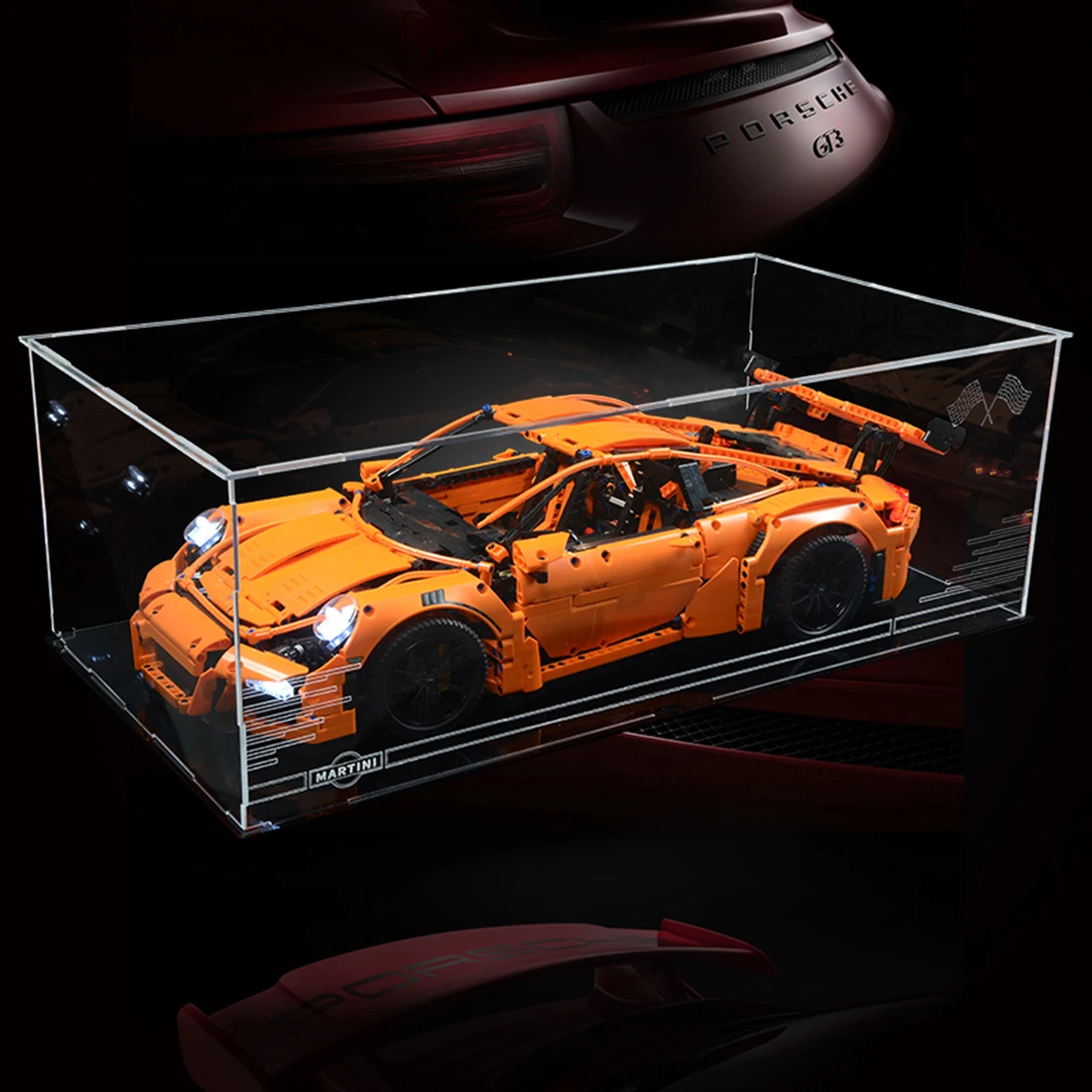 

Building Block Acrylic Display Box Dustproof Show Case for 911 42056 - Transparent Type Black Bottom(Display Box Only,No Kit)