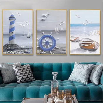 

3Pieces Diamond Painting Seascape Ship lighthouse Diamond Embroidery Cross Stitch Diamond Mosaic Rhinestone DecorationsZP-3935