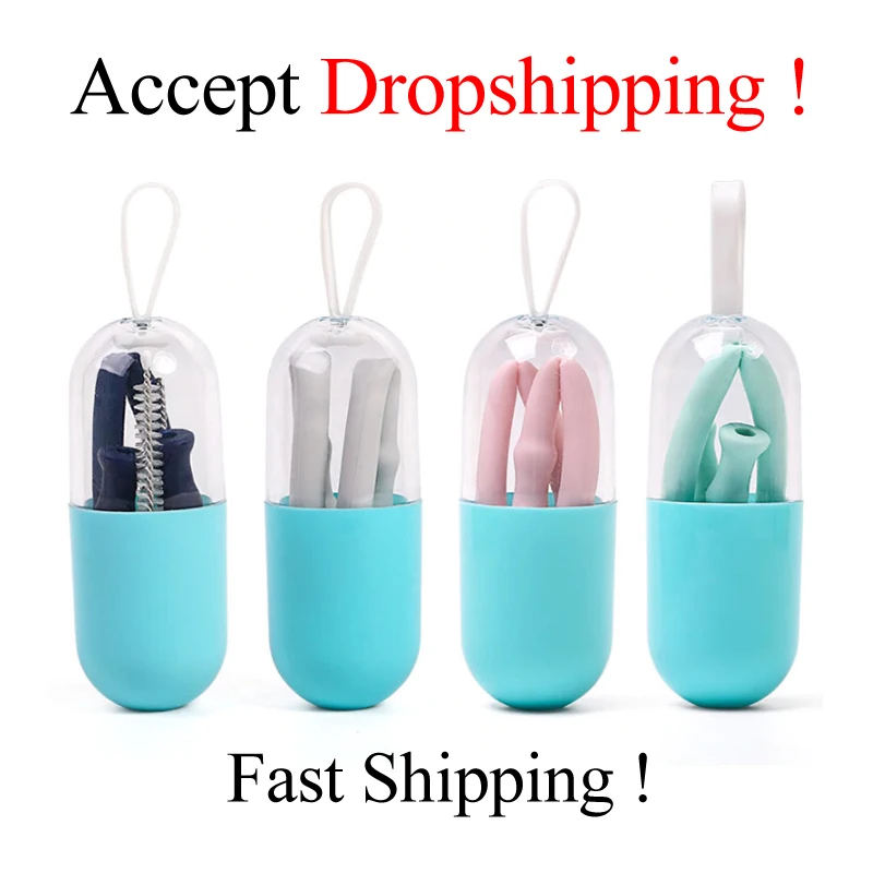 

Collapsible Drinking Straw Reusable Folding Silicone Straw Children Baby Foldable Straw for Travel, Home, Office Drinks