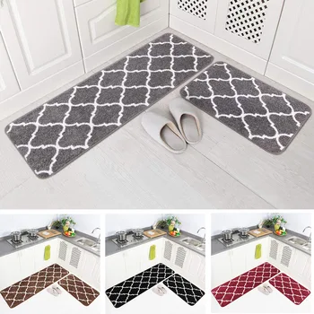 

Long Kitchen Mat Set Microfiber Moroccan Trellis Non-Slip Floor Mat Carpet Bathroom Absorbent Door Mat Home Entrance Doormat