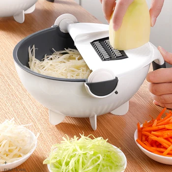 

9 In 1 Mutifunction Mandoline Vegetable Cutter Potato Slicer Peeler Carrot Onion Grater With Strainer Kitchen Accessories 1pc