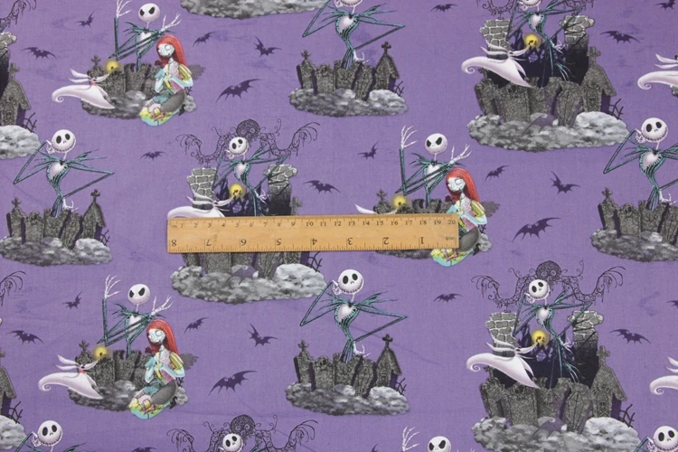 Кошмар перед Рождеством черный страшный череп хлопчатобумажная ткань для шитья Diy ручной работы 50*108 см