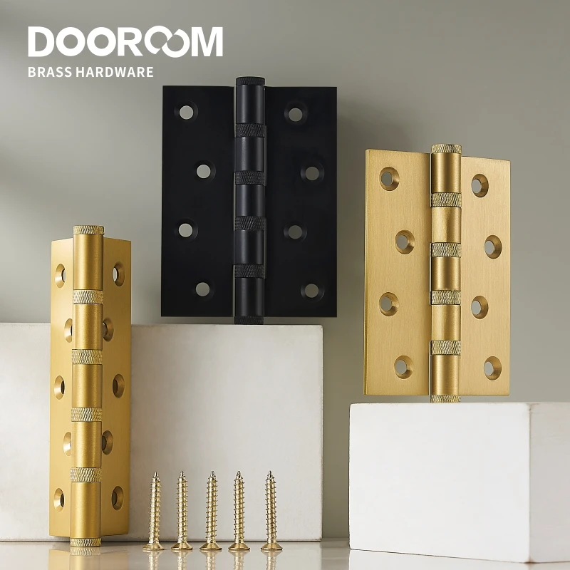 Dooroom Brass Knurled Door Hinges Free Slot Smoothly Thickening Mute Door Hinges 4 Inch 5 Inch