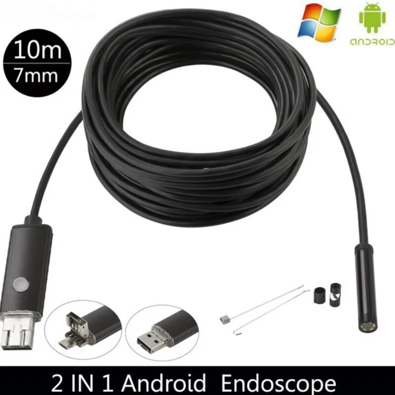 10 м 7 мм эндоскоп камера HD USB Android эндоскоп Водонепроницаемый 6 светодиодный бороскоп Инспекционная камера эндоскоп для Android PC