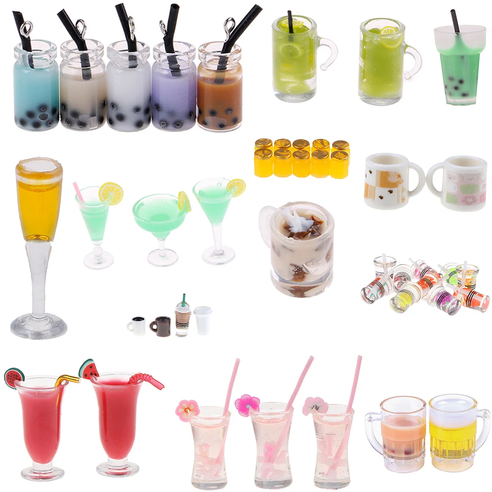 

1/2/3/4/5/6/10/13/17PCS Baby Ice Cream Lemon Water Cup Coffee Pot Fruit Tea Jars Mug Cups DIY Dollhouse Kitchen Furniture Toys