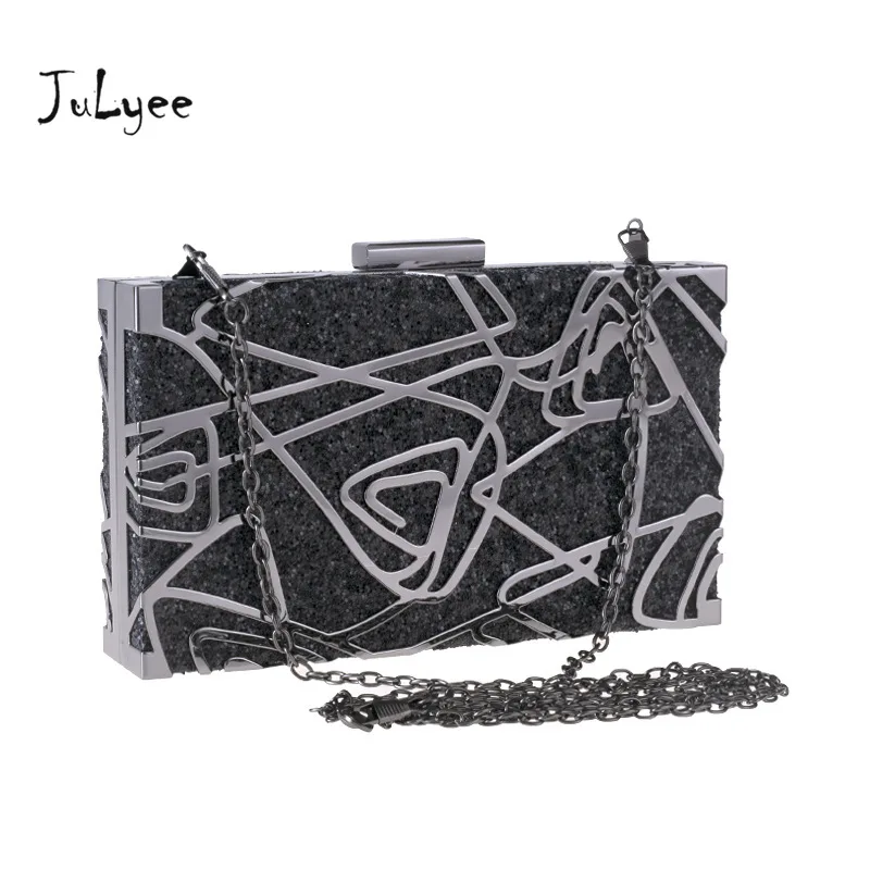 Julyee модный металлический полый узор клатч женская Minaudiere вечерние сумки на цепочке Сумочка женская свадебная Банкетная сумка