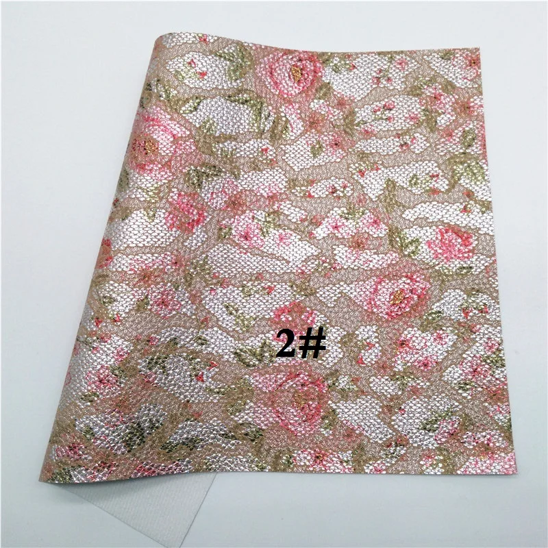 2 Glitterwishcome 21X29 см A4 размер кружева напечатаны искусственная кожа ткань, синтетическая кожа ткань листы винил для бантов, GM477B - Цвет: 2
