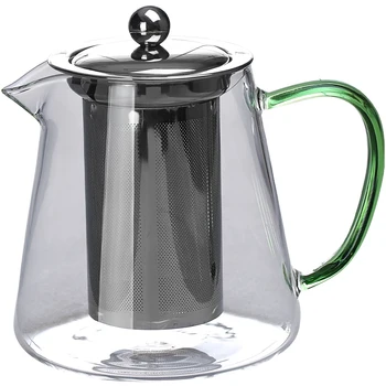 

NEW-950ML Borosilicate Glass Teapot Heat-Resistant Square Glass Teapot Tea Set Filter Milk Oolong Teapot
