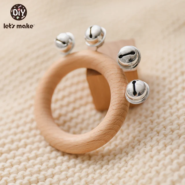 Let's make Baby Rattle Toy 0-12 Months Baby Stuff Wooden Hand Bell 1PCS Montessori Toy Safe Newborn Cute Baby Toddler Toys Gift 1