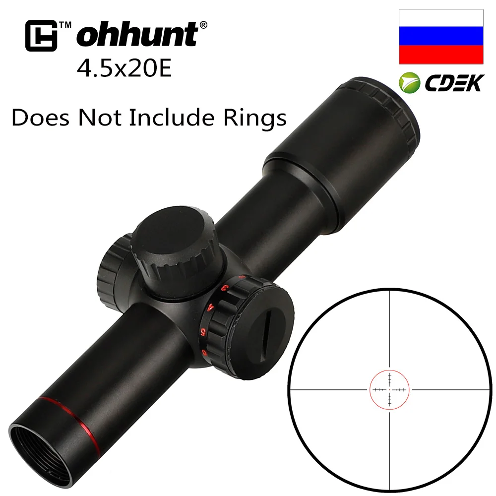 Тактический Ohhunt 4.5x20E компактный охотничий прицел с красной подсветкой из стекла с гравировкой с откидной крышкой для объектива - Цвет: only scope