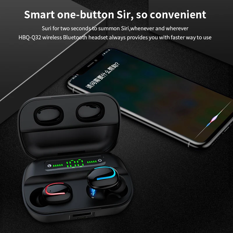 TWS Bluetooth наушники с громкой связью, бинауральные Bluetooth наушники для телефона, 3D стерео музыкальные наушники, беспроводные мини-наушники