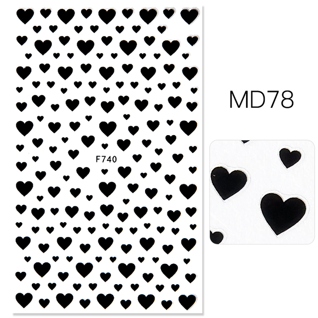 3D Nail Art Stickers Adhesive High Quality MultiColor Love Heart Stars Design DIY Nail Decals Foils Wraps Decorations