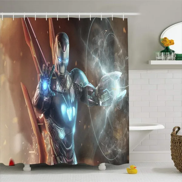 color-2 Комическая пленка для ванной экран занавеска s Hero Железный человек использование сверхмощная подвесная занавеска водонепроницаемая ткань занавеска для душа для мальчика декор для ванной комнаты - Цвет: color-2