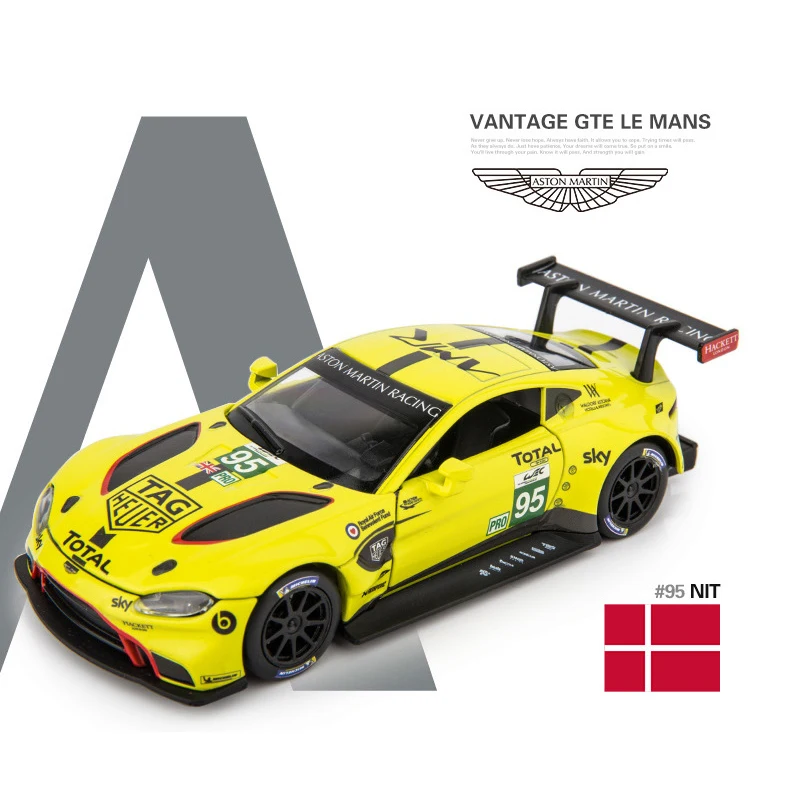 BABYCHIMP 1:32 Масштаб Aston Martin Vantage GTE Le Mans модель автомобиля литой под давлением металлический сплав оттягивающийся спортивный гоночный автомобиль игрушечный звуковой светильник - Цвет: 664997A