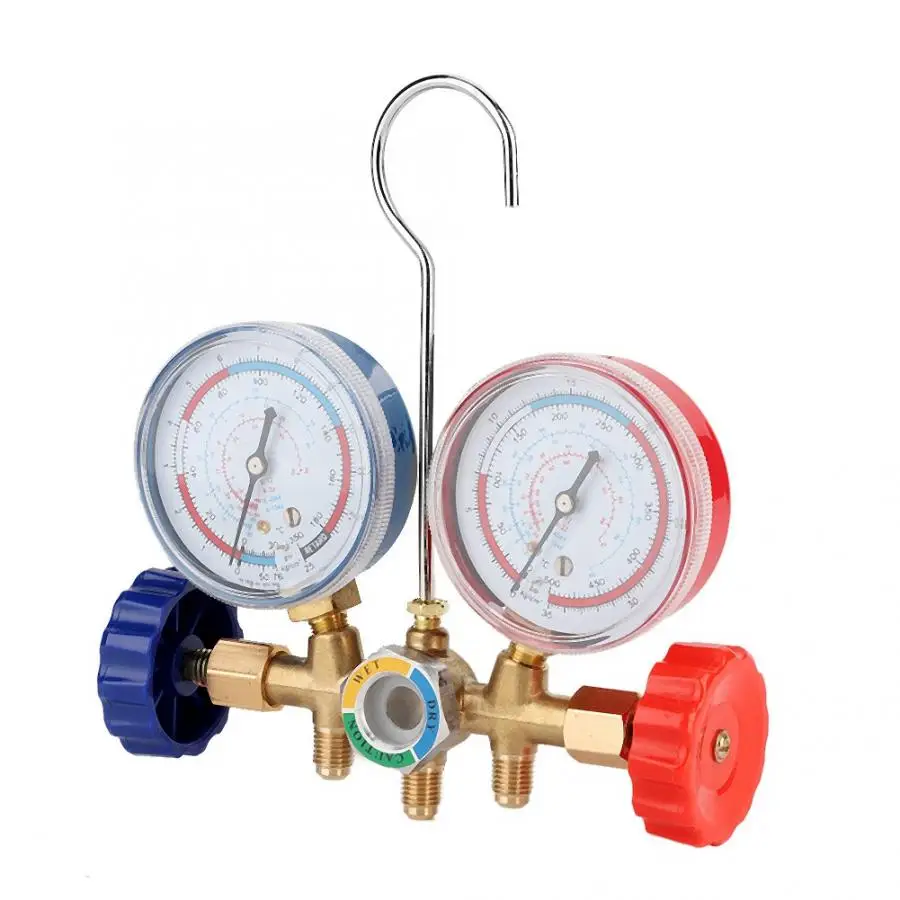 Air Condition AC Diagnostic Manifold Gauge Pressure Gauge Set Refrigerant Air Conditioning Tools with Hoses Hook High Quality