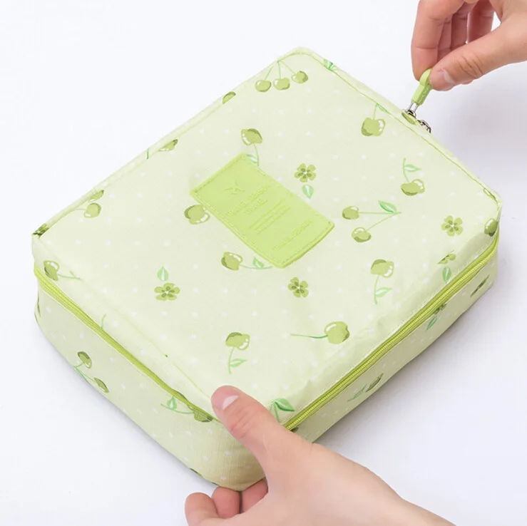 Outdoor travel nylon beautician Makeup box waterproof makeup organizer bathroom Storage Box ladies portable bath hook wash Bag - Цвет: Green Cherry