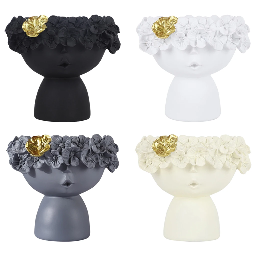 Girl Head Vase Sculpture Pen Holder Home Indoor Plants Pot Modern | Дом и сад