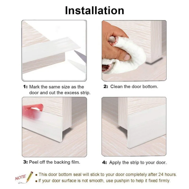 Self-Adhesive Under Door Draft Stopper and Blocker Door Bottom Seal Strip Weather Stripping Noise Stopper Insulator Door Sweep