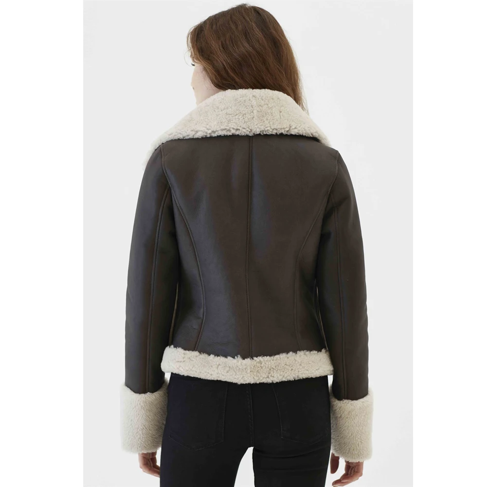 2019 New Womens Grey Shearling Jacket Turkey Sheepskin Coat Casual Fur Coat Short Leather Jacket