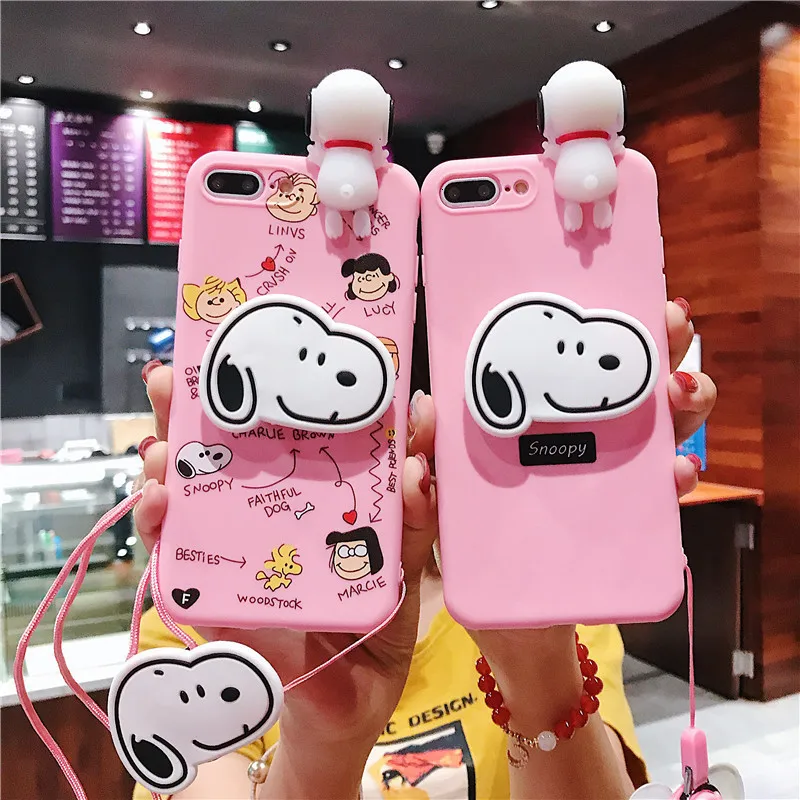 Креативный мультяшный милый Снупи чехол для телефона для iPhone X XS XR XSMax 8 7 6 6S PluS кукольный кулон силиконовый защитный чехол