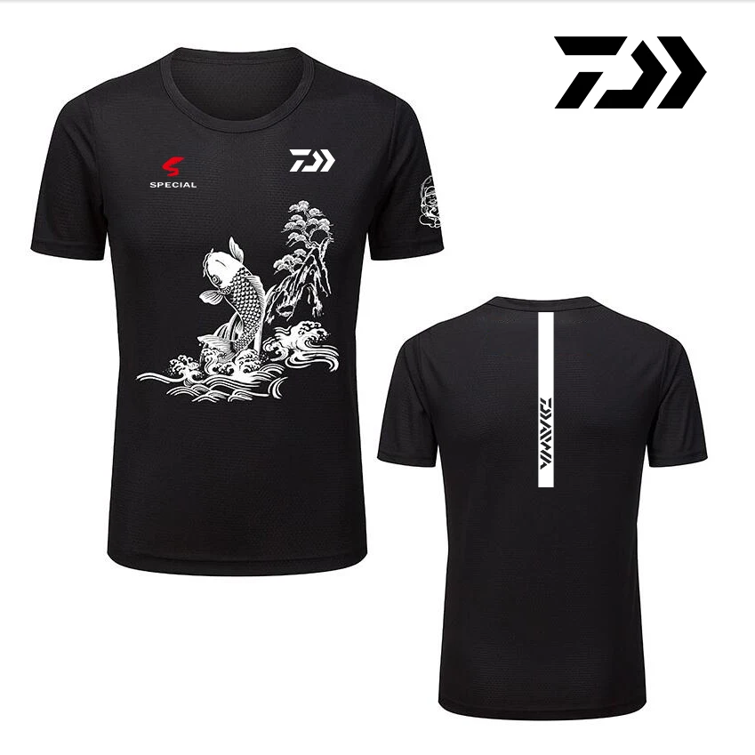 Удобная мужская одежда для рыбалки Daiwa, летняя футболка с коротким рукавом для рыбалки, дышащая быстросохнущая одежда dawa, рыболовство - Цвет: C