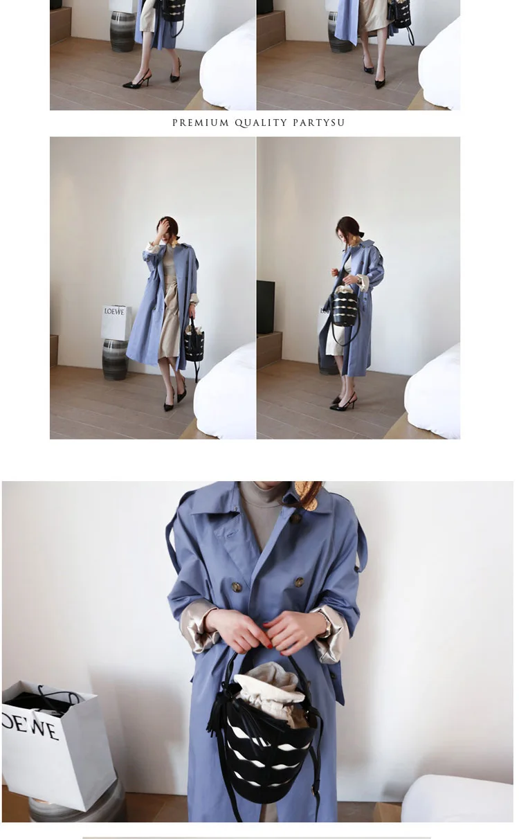 Long Coat Women Spring Autumn Overcoat Long Sleeve Lapel Double-breasted Windproof Windbreaker Female Girl Streetwear Trench